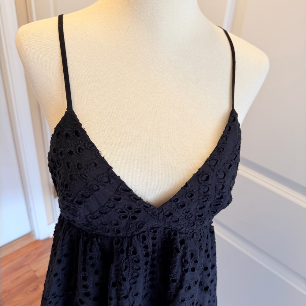 H&M Black Eyelet Spaghetti-Strap Mini Dress - Picture 5 of 8